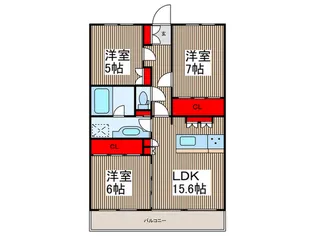 ブランアーク鳩ヶ谷クレアトール【15階】の間取り