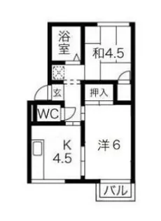山口ハイツB棟【1階】の間取り