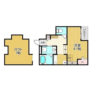 1SKの間取り画像