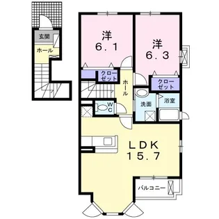 シャン・ド・フルール壱番館【2階】の間取り