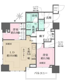 ザ・パークハウス高輪タワー【9階】の間取り