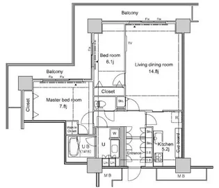 パシフィックロイヤルコートみなとみらいオーシャンタワー【20階】の間取り