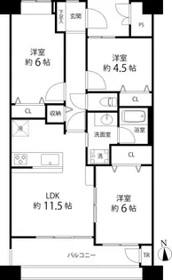 ブールヴァル舞岡【4階】の間取り