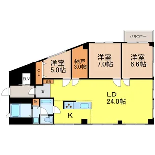 愛知県名古屋市中区新栄1【マンション】の間取り