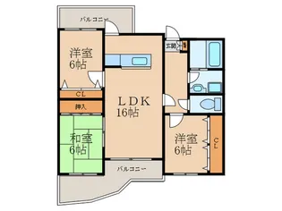 【エイブル管理】フローレスタ・シオン壱番館【3階】の間取り