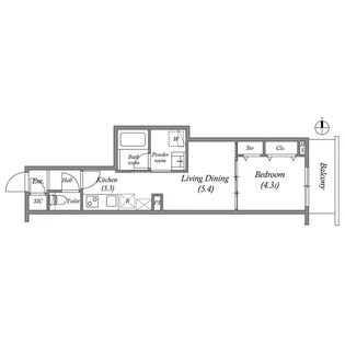プライムガーデン若木【1階】の間取り