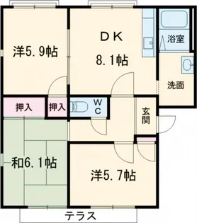 サンプライム阪南?A【1階】の間取り