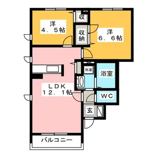 ドルチェ三園平B【1階】の間取り