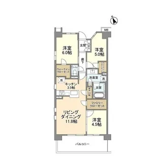 プラウド川崎矢向【3階】の間取り