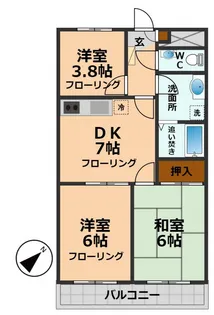 パークサイド波良【1階】の間取り