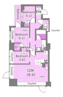 シェフルール横濱鶴見【13階】の間取り