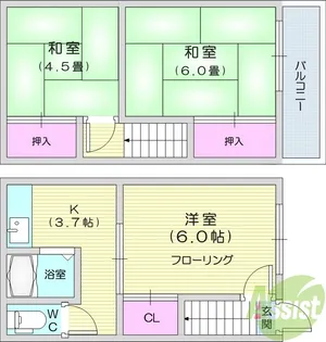 伊深アパート東棟【2階】の間取り