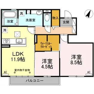 コーポ黄金島【1階】の間取り