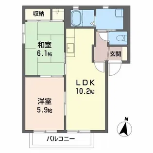 ディアコートB【2階】の間取り