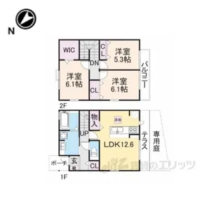 テラス星ヶ丘【1階】の間取り