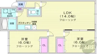 グリシーヌS【2階】の間取り