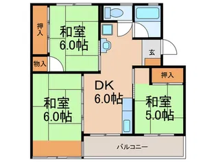 北州ハイツ【5階】の間取り