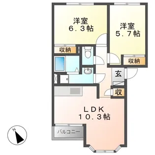 ハピネスゆかりA【2階】の間取り
