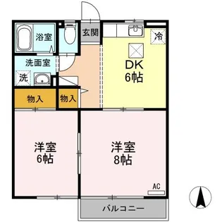 セジュール三本柳【1階】の間取り