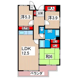 サニーヒル会瀬 2号館【5階】の間取り