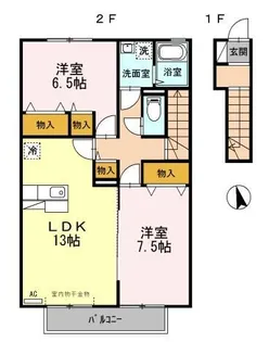 アザレアコートアミカ C棟【2階】の間取り