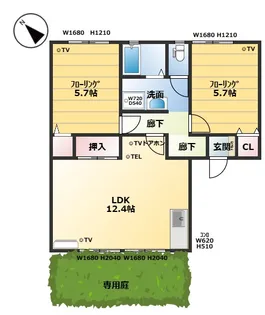 セジュール21E棟【1階】の間取り