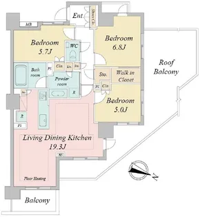 ドゥーエ早稲田【9階】の間取り