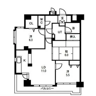 ダイアパレス花京院【8階】の間取り