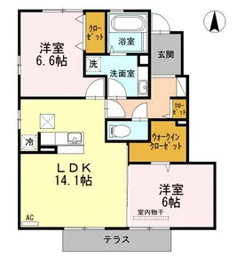 セジュール・ルーエ【1階】の間取り