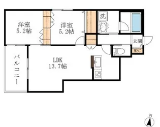 ウヴェルテュール【2階】の間取り