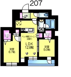 メゾンクレール谷在家【2階】の間取り