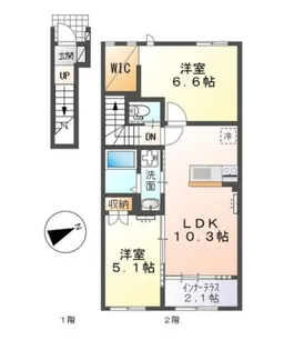 岡山県倉敷市福田町古新田【アパート】の間取り