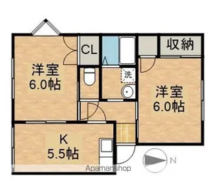 ソレイユA【1階】の間取り
