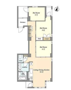 Huit神楽坂 ユイト神楽坂【3階】の間取り