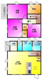 福岡県福岡市南区横手3【一戸建】の間取り