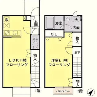 ヴィアレッタ上石原【1階】の間取り