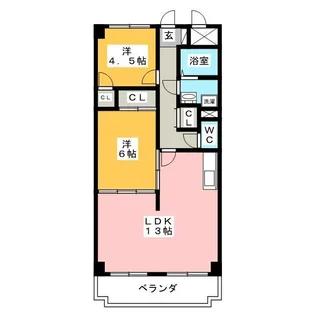 ボヌール田神【4階】の間取り