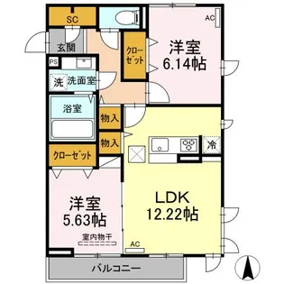 リヴィエール大島 B棟【1階】の間取り