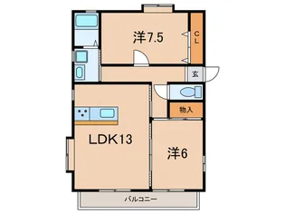 ヴェルデュールB棟【1階】の間取り
