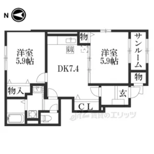 グレイスフルB【1階】の間取り