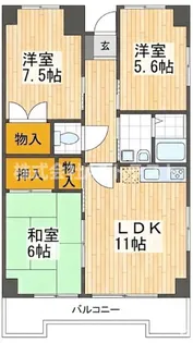砂サンシャインシティ3番館【6階】の間取り