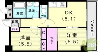 ボシュケ鷹取【2階】の間取り