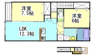 Y.A.F.国富IIIB棟【2階】の間取り