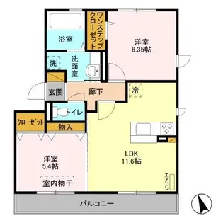 レセンテ小仲台【2階】の間取り