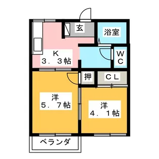 コーポ大間A棟【2階】の間取り