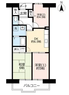 URサンヴァリエ苅田【1階】の間取り