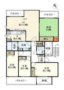 ハイツ東戸塚IIB号棟【5階】の間取り