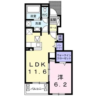 ゼクシー 桜ケ丘B棟【1階】の間取り