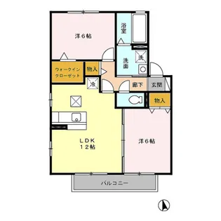 ファーストローズB【1階】の間取り