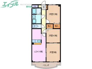 ハッピー2000稲場【3階】の間取り